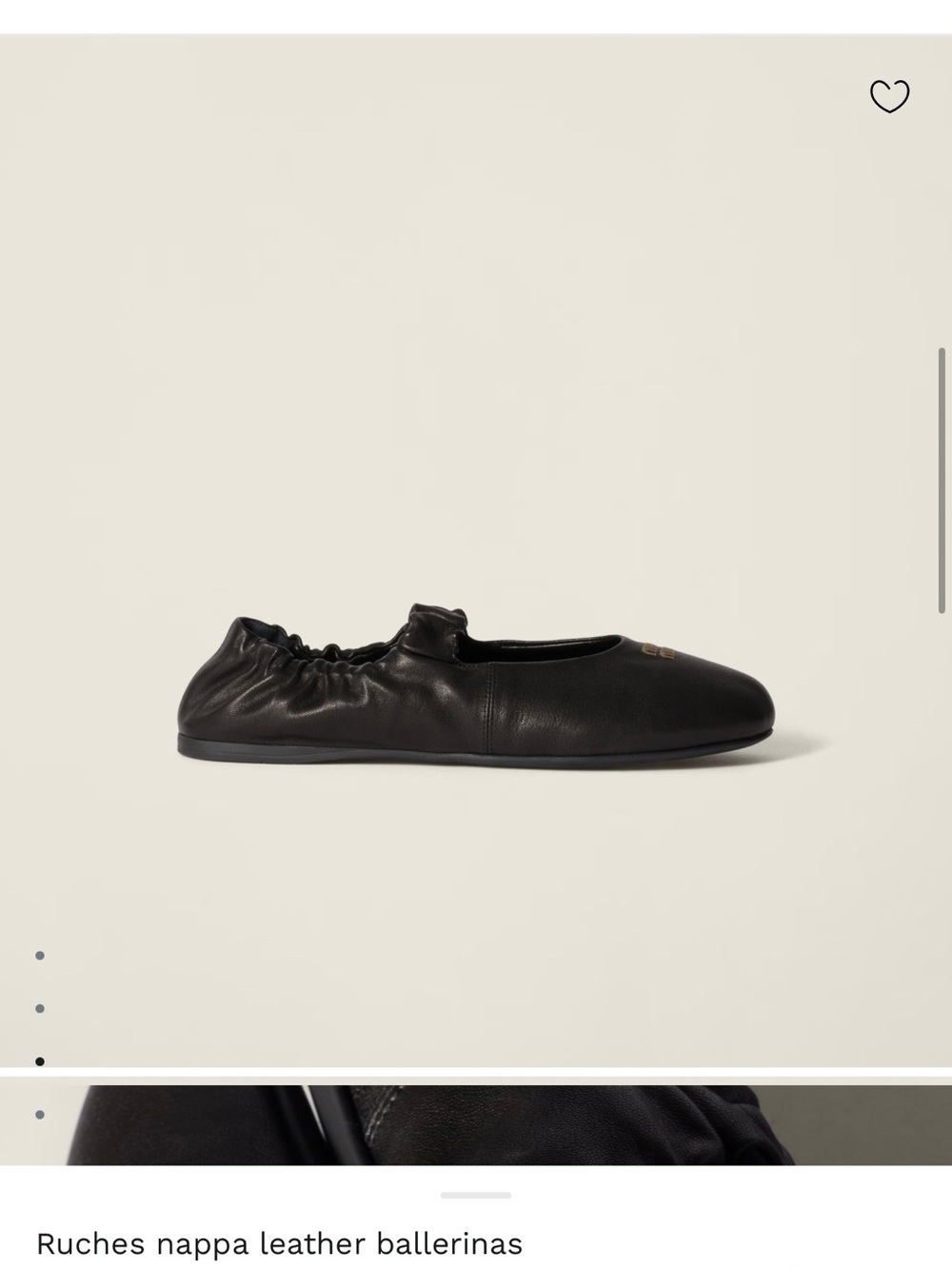 Miu Miu Black Ballet Ballerina Flats with Gold Logo Accent - Picture 2 of 10